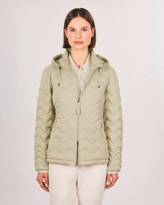 Moderne Damensteppjacke Wellenstepp Silk-Touch - Modische Damenjacke in Beige